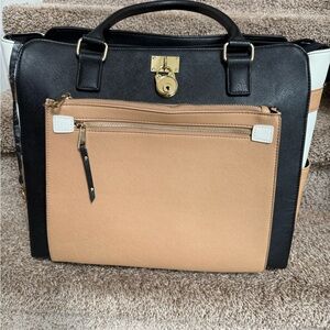 Cabrelli & Co Women’s Elegant Black/White and Tan Rollerbrief  Bag